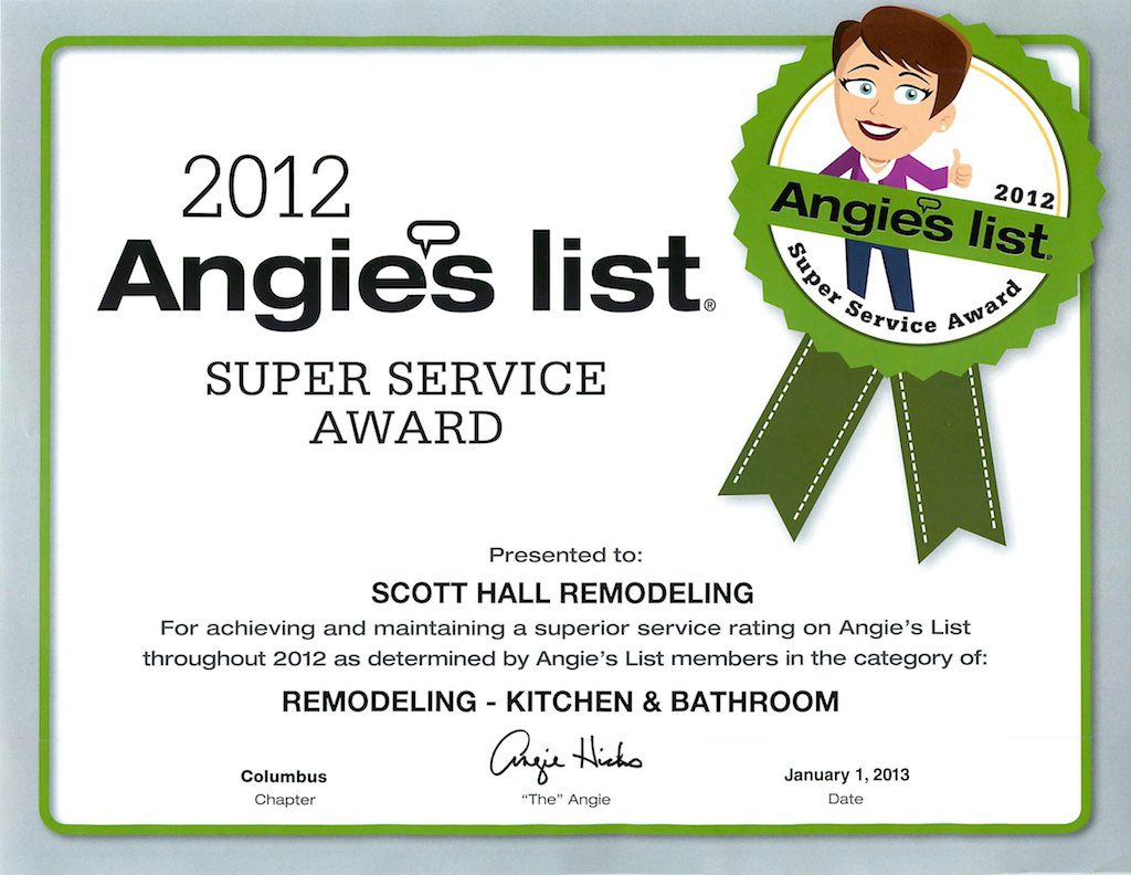 2012 Angie's list super service award